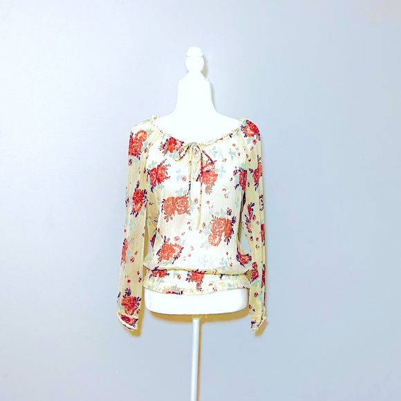 Decree Tops - Decree Floral Sheer Blouse